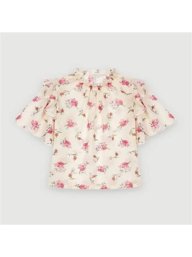 Floral Print Chiffon Blouse Pink Ecru - MAJE - BALAAN 2