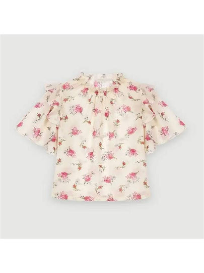 Floral Print Chiffon Blouse Pink Ecru - MAJE - BALAAN 2