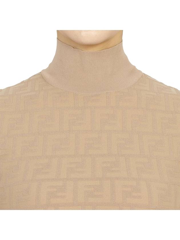 Women's FF Logo Short Sleeve Midi Dress Beige - FENDI - BALAAN 8