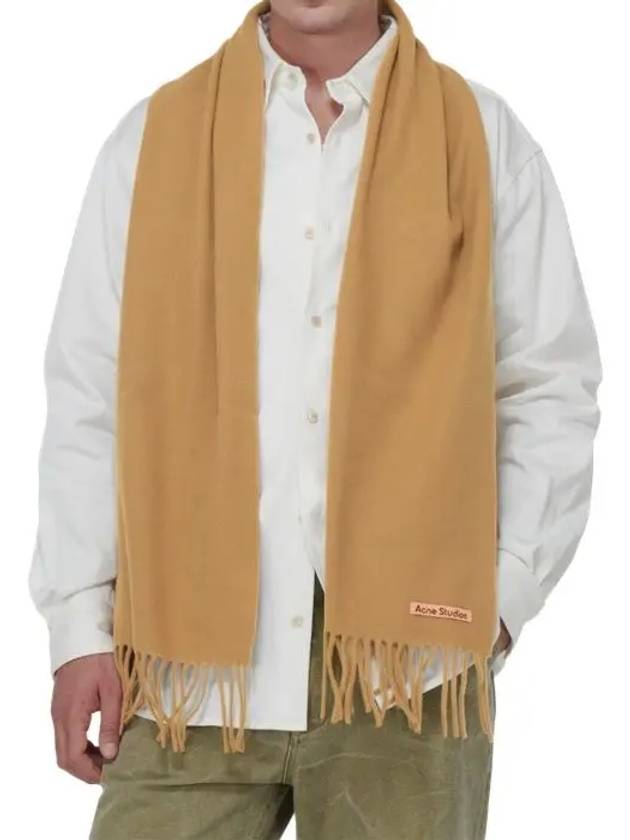 Wool Fringe Muffler Dark Camel - ACNE STUDIOS - BALAAN 7