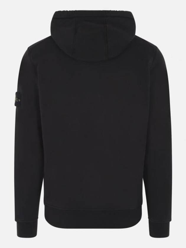 6100045 Organic Cotton Fleece Drawstring Hoodie Black - STONE ISLAND - BALAAN 3