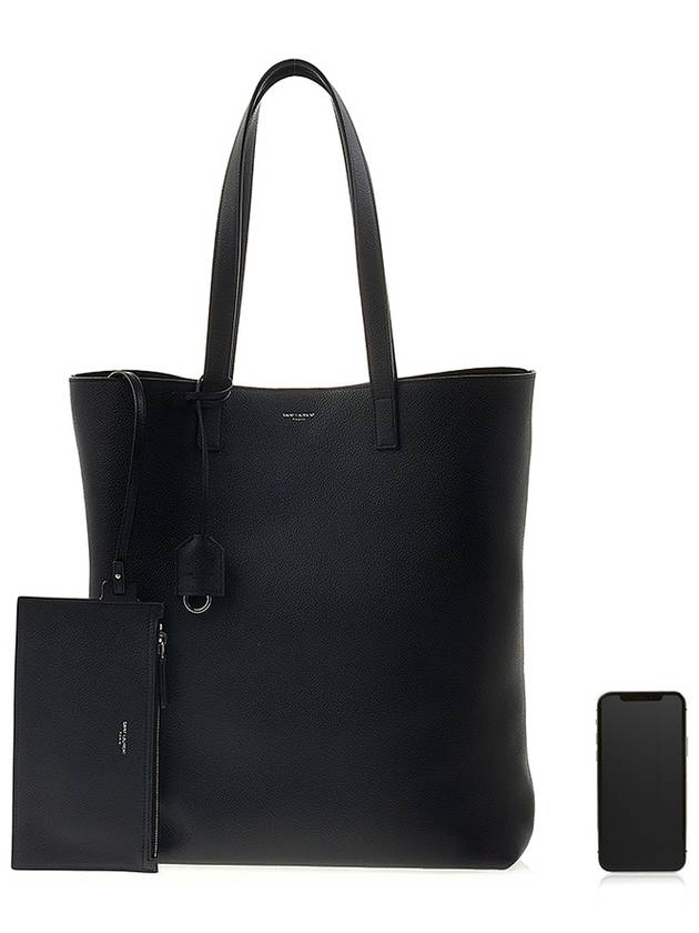 Grained Leather Bold Shopping Shoulder Bag Black - SAINT LAURENT - BALAAN 7