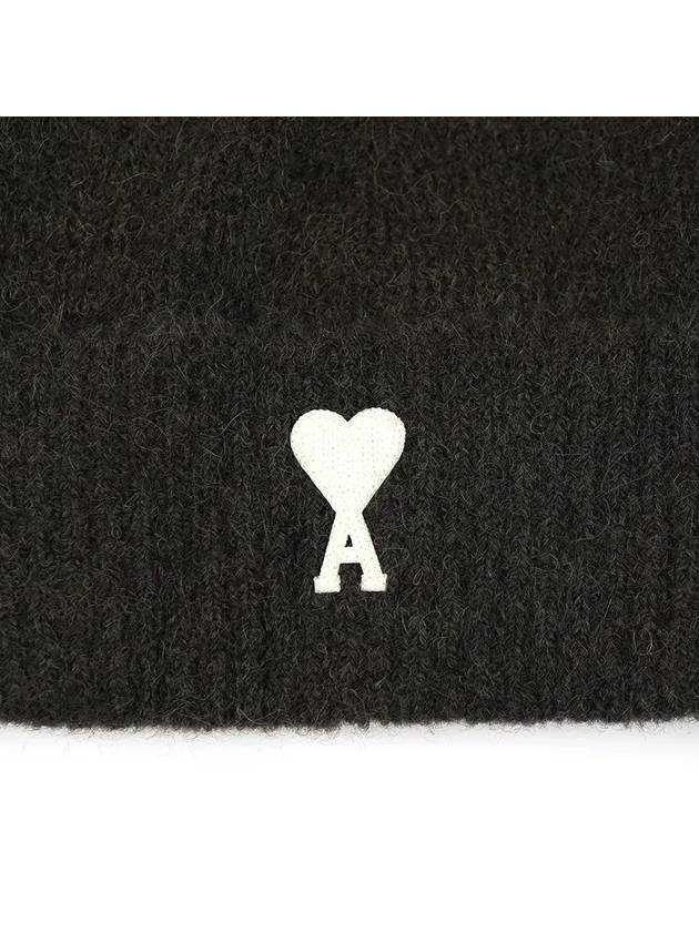 Logo Patch Knit Beanie Dark Gray - AMI - BALAAN 5