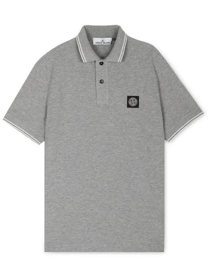 Stretch Cotton Pique Short Sleeve Polo Shirt Grey - STONE ISLAND - BALAAN 2