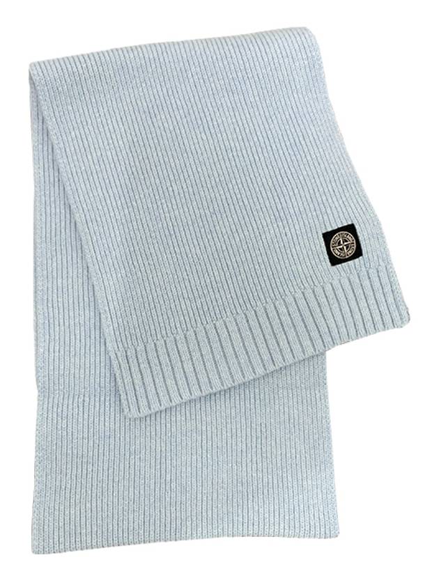 Kids Logo Patch Wool Cashmere Muffler Sky Blue 7916N02Z3 V0041 - STONE ISLAND - BALAAN 1