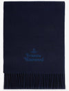 Logo Wool Fringe Muffler Navy - VIVIENNE WESTWOOD - BALAAN 2