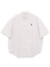 Men's Boxy Fit Embroidered Logo Short Sleeve Shirt White - AMI - BALAAN 3