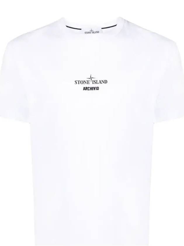 Archive Logo Round Short Sleeve T-Shirt White - STONE ISLAND - BALAAN 3