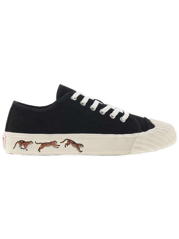 Lace Up Canvas Low Top Sneakers Black - KENZO - BALAAN 3