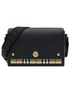 Leather and Vintage Check Note Crossbody Bag Black - BURBERRY - BALAAN 2