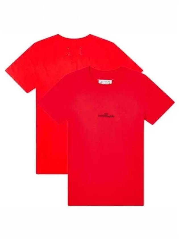 Reverse Embroidered Logo Stitched Cotton Short Sleeve T-Shirt Red - MAISON MARGIELA - BALAAN 2