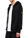 Men's Wappen Patch Fleece Zip Up Hoodie Black - STONE ISLAND - BALAAN 5