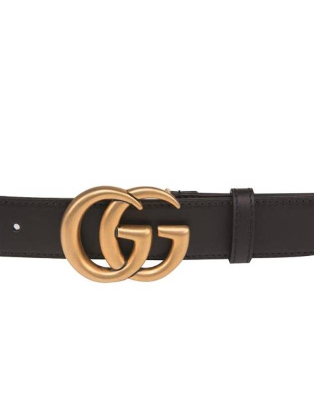 Men's GG Marmont Double G Buckle Gold Hardware Leather Belt Black - GUCCI - BALAAN 5