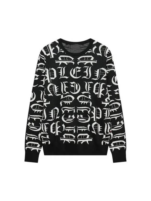 Men's Gothic Logo Pattern Sweater Black - PHILIPP PLEIN - BALAAN 1