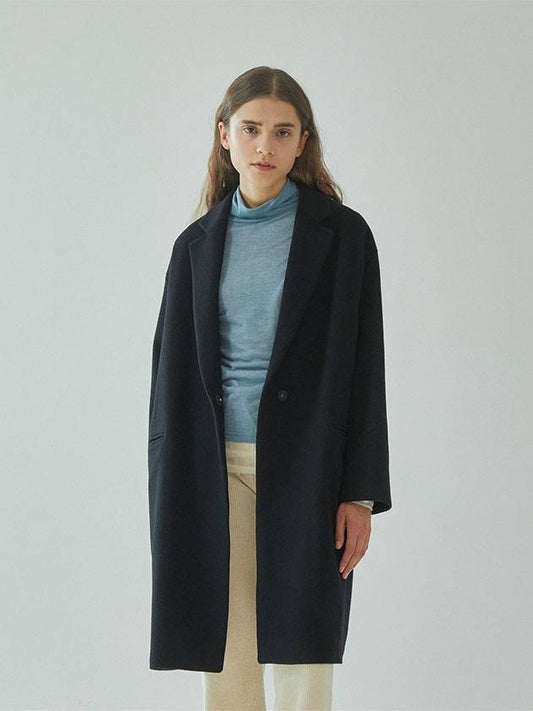 Italian wool cashmere simple coat - PINBLACK - BALAAN 1