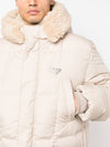 Triangle Logo Goose Down Padded Jacket Ivory - PRADA - BALAAN 4