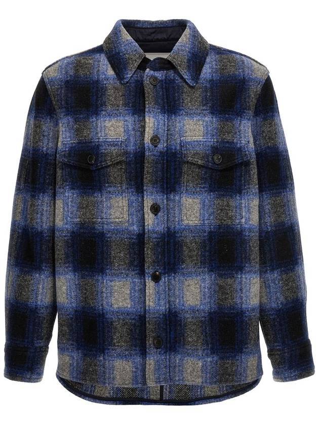 Kervon Check Oversized Shirt Jacket Navy - ISABEL MARANT - BALAAN 1