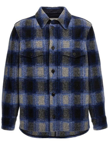 Kervon Check Oversized Shirt Jacket Navy - ISABEL MARANT - BALAAN 1