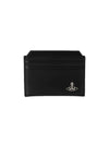 Logo Calf Slim Card Wallet Black - VIVIENNE WESTWOOD - BALAAN 1