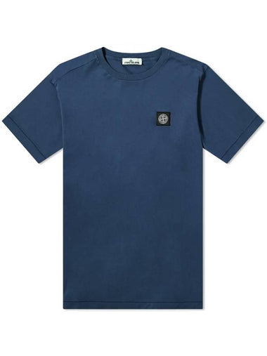 Logo Patch Short Sleeve T-Shirt Marine Blue - STONE ISLAND - BALAAN 1