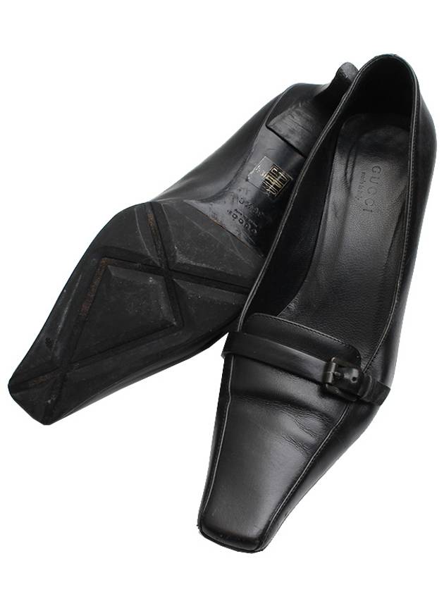 Black leather square toe pumps 36 and a half C - GUCCI - BALAAN 3