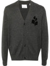 Men's Logo Intarsia Cardigan Grey - ISABEL MARANT - BALAAN 2