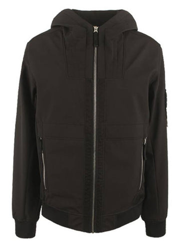 Wappen Patch Soft Shell Hooded Jacket Black - STONE ISLAND - BALAAN 1