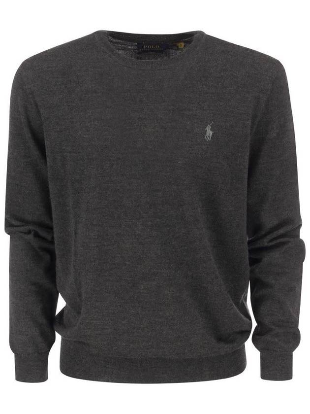 Logo Crew Neck Wool Knit Top Navy - POLO RALPH LAUREN - BALAAN 2