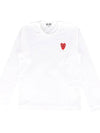 Double Heart Wappen Long Sleeve T-Shirt White - COMME DES GARCONS - BALAAN 1