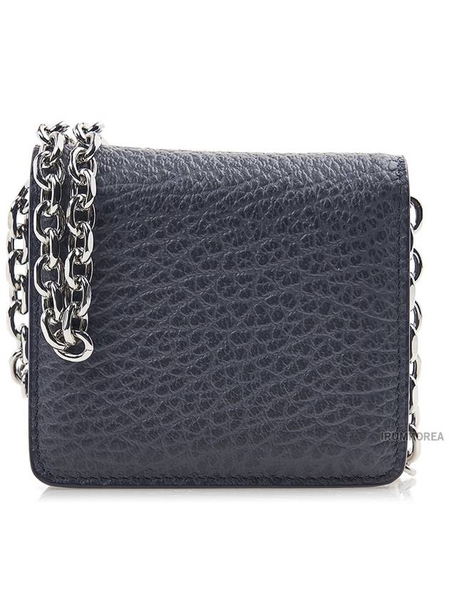 Embroidery Logo Chain Card Wallet Navy - MAISON MARGIELA - BALAAN 4