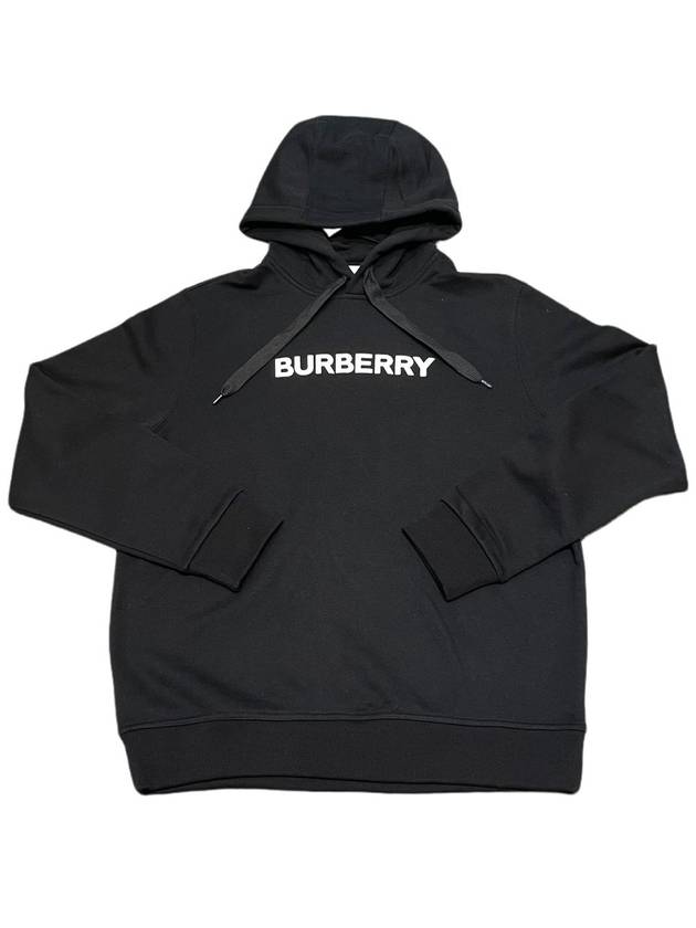 Logo Print Cotton Hoodie Black - BURBERRY - BALAAN 2