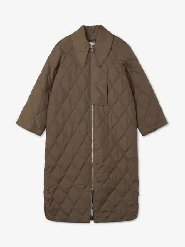 Ripstop Quilted Zip-Up Long Padding Teak - GANNI - BALAAN 2