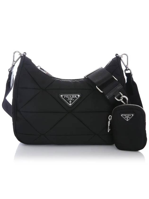 Triangle Logo Re-nylon Paddde Hobo Cross Bag Black - PRADA - BALAAN 3