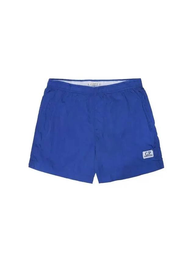 Men's Chrome Logo Patch Swim Shorts Blue - CP COMPANY - BALAAN.