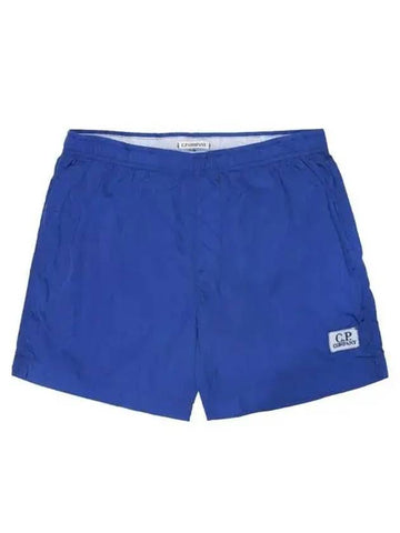 Men's Chrome Logo Patch Swim Shorts Blue - CP COMPANY - BALAAN.