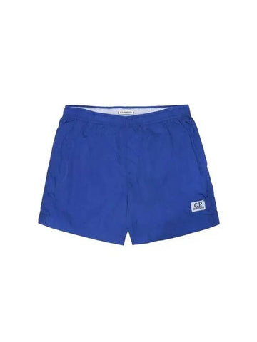 Men's Chrome Logo Patch Swim Shorts Blue - CP COMPANY - BALAAN 1