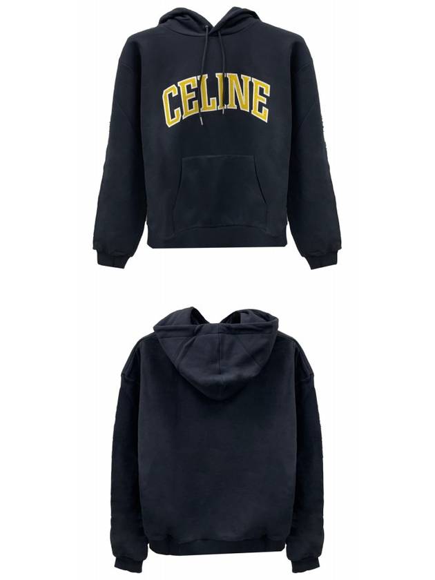 Loose Cotton Fleece Hoodie Black - CELINE - BALAAN 5