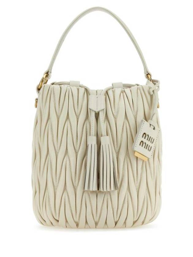 Matelasse Nappa Leather Bucket Bag White - MIU MIU - BALAAN 1