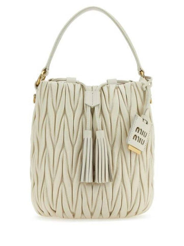 Matelasse Nappa Leather Bucket Bag White - MIU MIU - BALAAN 1