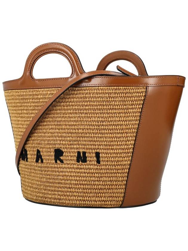 Leather Raffia Tropicalia Tote Bag Rosiena - MARNI - BALAAN 4