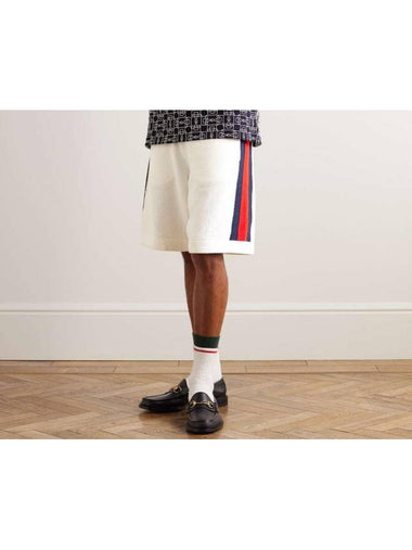 Straight leg striped cotton blend shorts 787677 - GUCCI - BALAAN 1