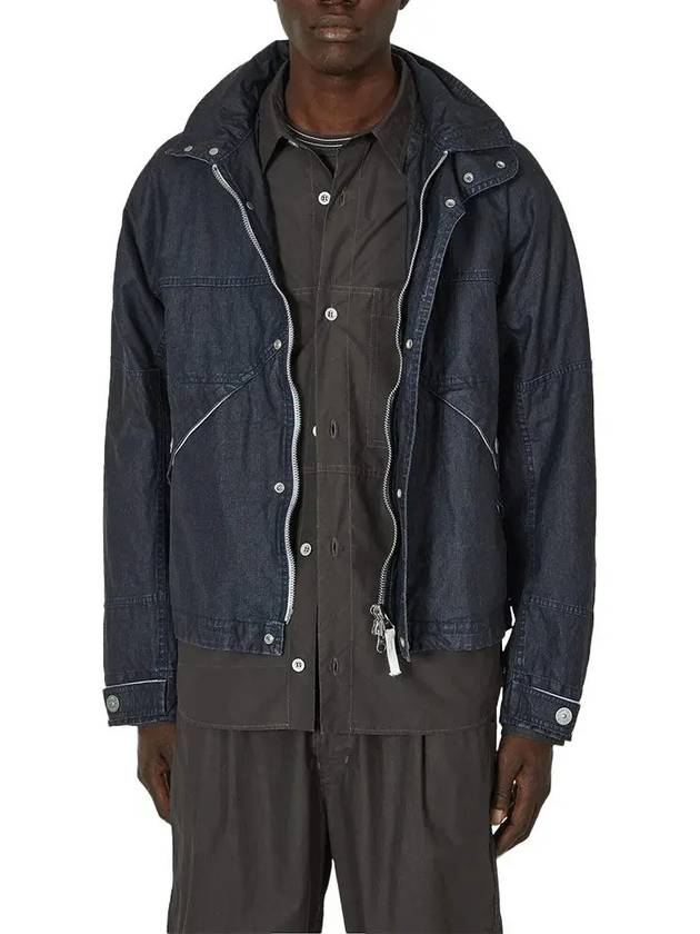 Marina Raw Plated Linen Hooded Jacket Royal Blue - STONE ISLAND - BALAAN 3