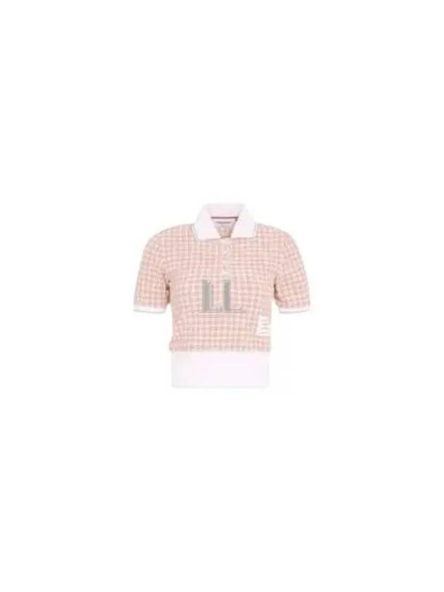 Checked Tweed Shrunken Short Sleeve Polo Pink - THOM BROWNE - BALAAN 2