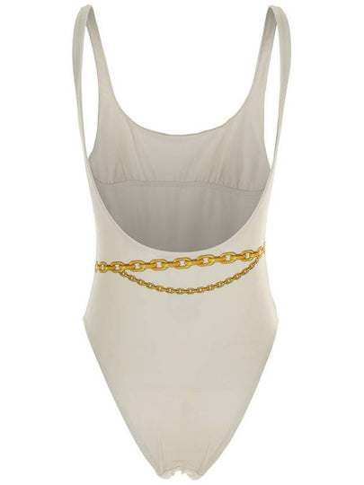 White One-Piece Swimsuit With Chain Print In Tech Fabric Woman - VERSACE - BALAAN 2