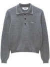 Cashmere Blend Polo Knit Top Grey - MSGM - BALAAN 1