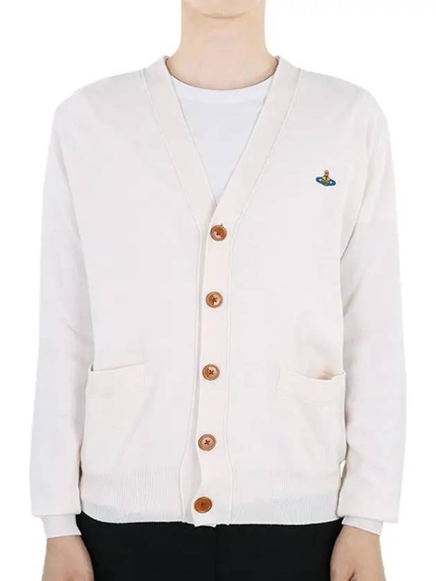 ORB Logo V-Neck Cardigan Cream - VIVIENNE WESTWOOD - BALAAN 3