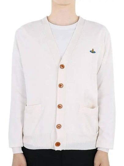 ORB Logo V-Neck Cardigan Cream - VIVIENNE WESTWOOD - BALAAN 2