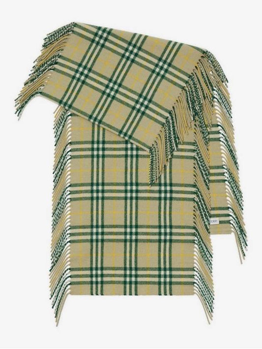 Check Print Cashmere Scarf Green - BURBERRY - BALAAN 2