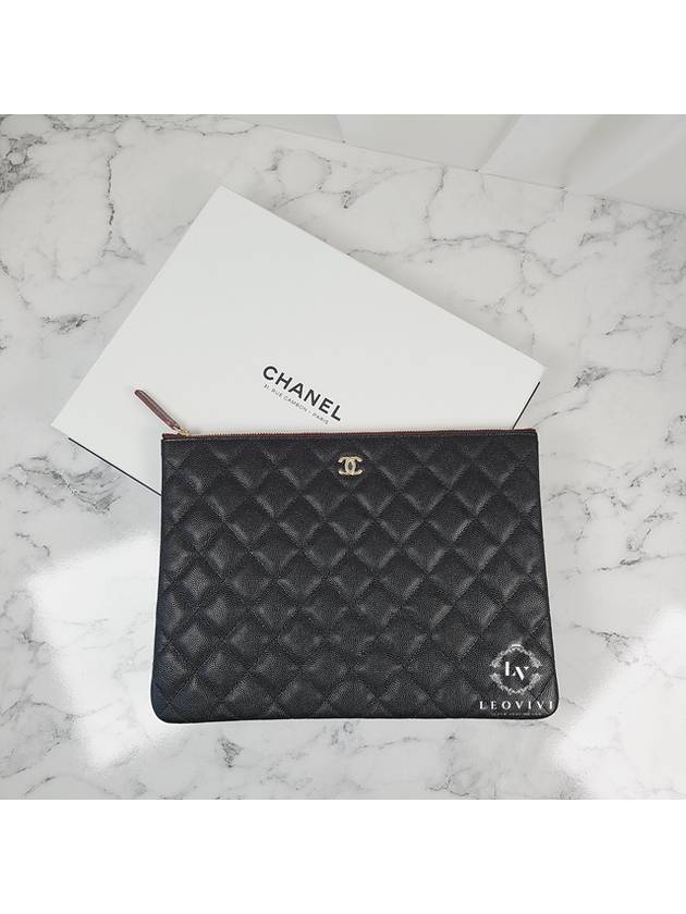 Medium Classic Clutch Bag Caviar Leather & Gold Black - CHANEL - BALAAN 8