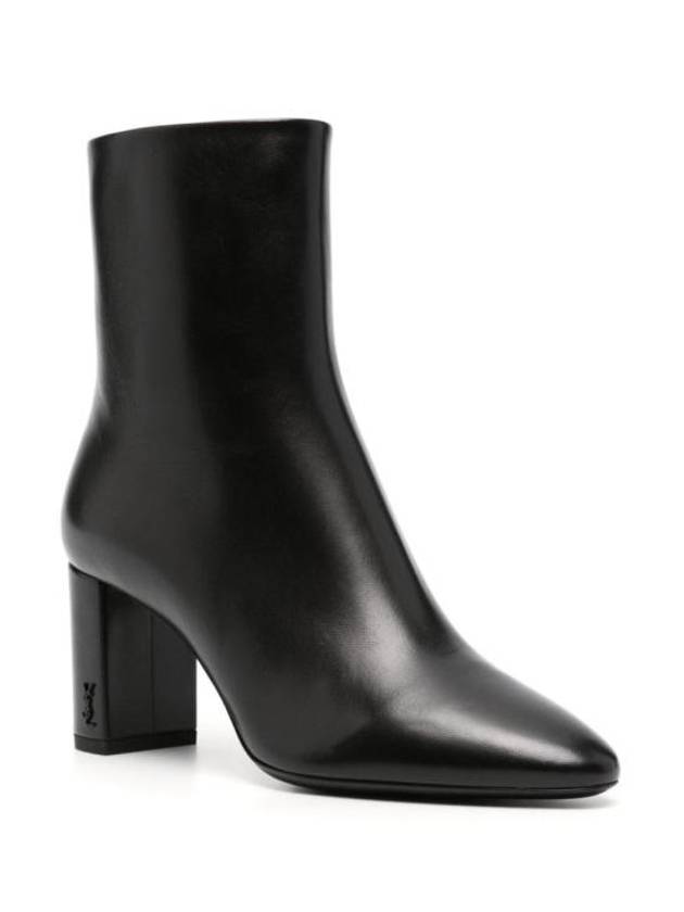 Women's Loose Smooth Leather Ankle Middle Boots Black - SAINT LAURENT - BALAAN 3